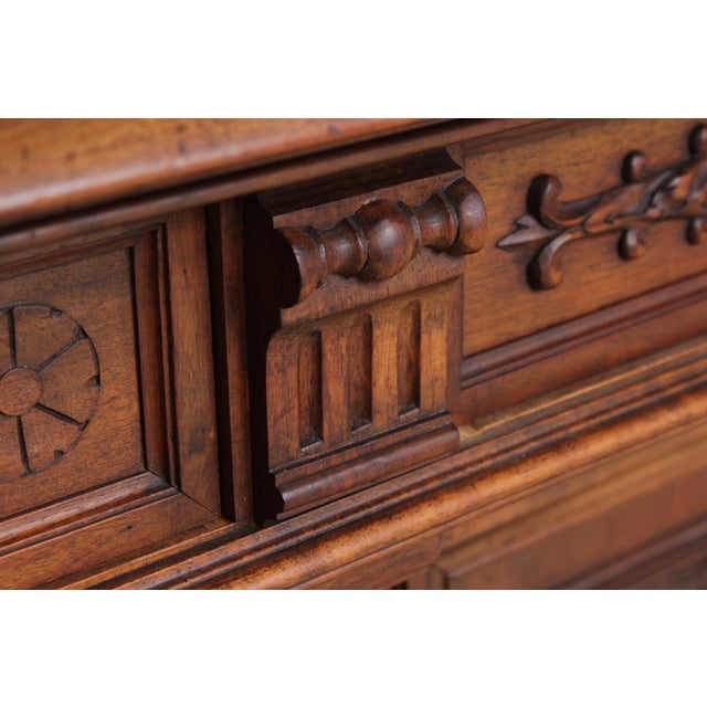 Antique French Renaissance Walnut Cabinet Hutch For Sale - Image 14 of 18