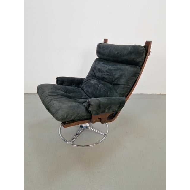 1960s Vintage Black Alcantara Lounge Chair by Bruno Mathsson for Dux, 1960s For Sale - Image 5 of 13