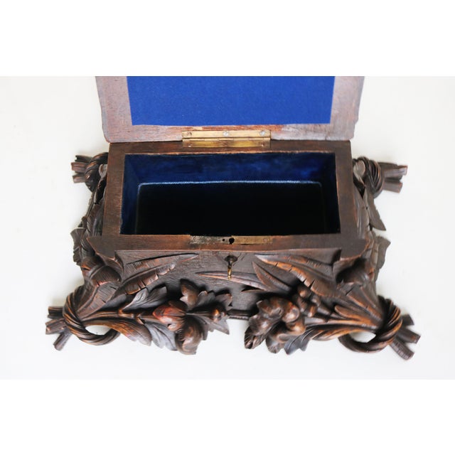 Antique Swiss Hand Carved Black Forest Jewelry Box, 1880 For Sale - Image 6 of 14