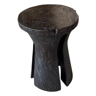 Andrianna Shamaris Sculptural Teak Wood Side Table Or Pedestal For Sale