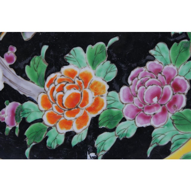 1960s Vintage Japanese Famille Noire Porcelain Decorative Plate For Sale - Image 5 of 11