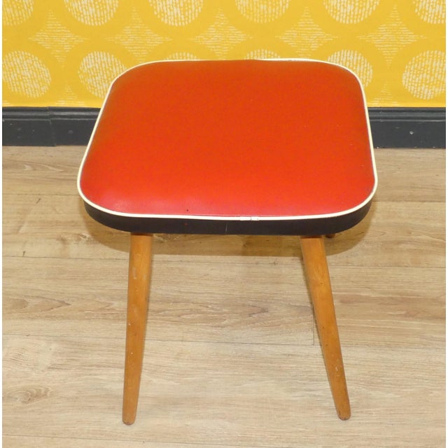 Light Blue and Red Wood Stools, 1950s, Set of 2 For Sale - Image 14 of 18