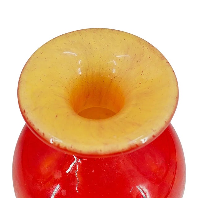 1920s Signed Schneider Red to Yellow Art Glass Vase, French Art Deco 1920s For Sale - Image 5 of 8