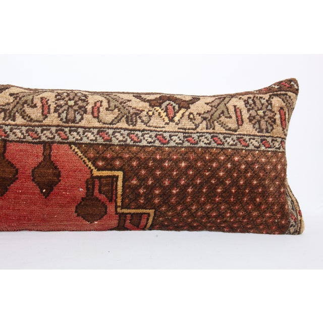 Textile - Authentic Tribal Carpet Rug Lumbar Pillow Cover, Handmade -14'' X 47'' For Sale - Image 7 of 12