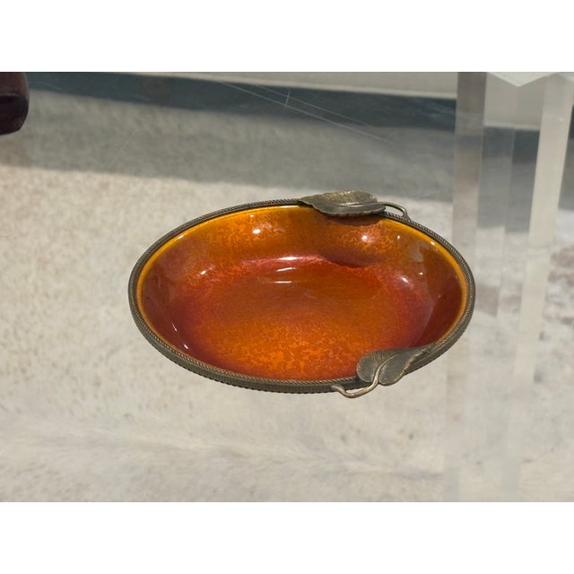 Mid-Century Evans Guilloche Enamel & Brass Dish / Catchall / Ashtray For Sale - Image 14 of 15