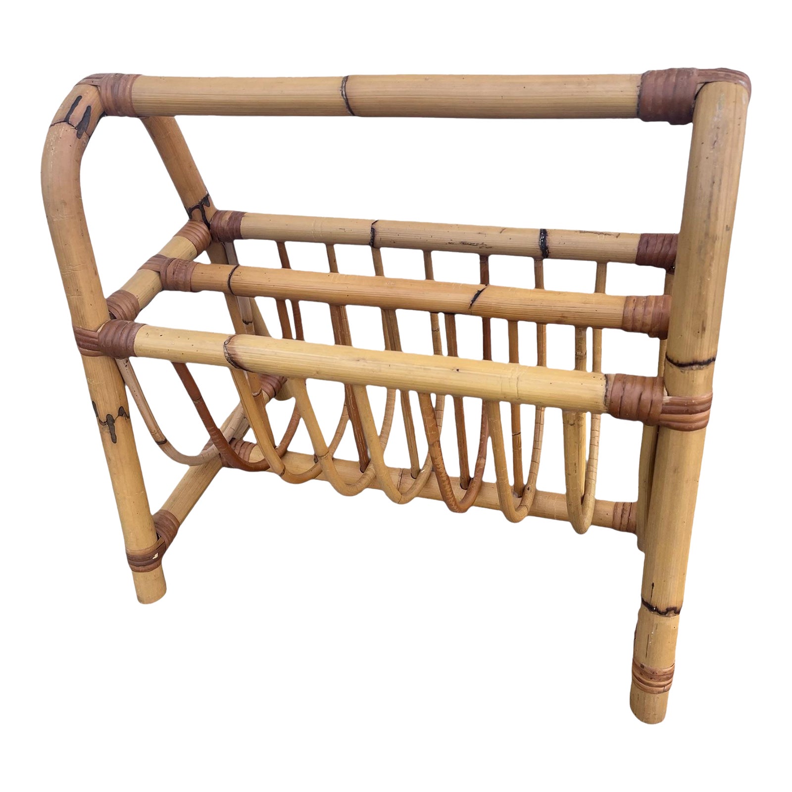 Rattan Wicker 1970’s Magazine Rack | Chairish