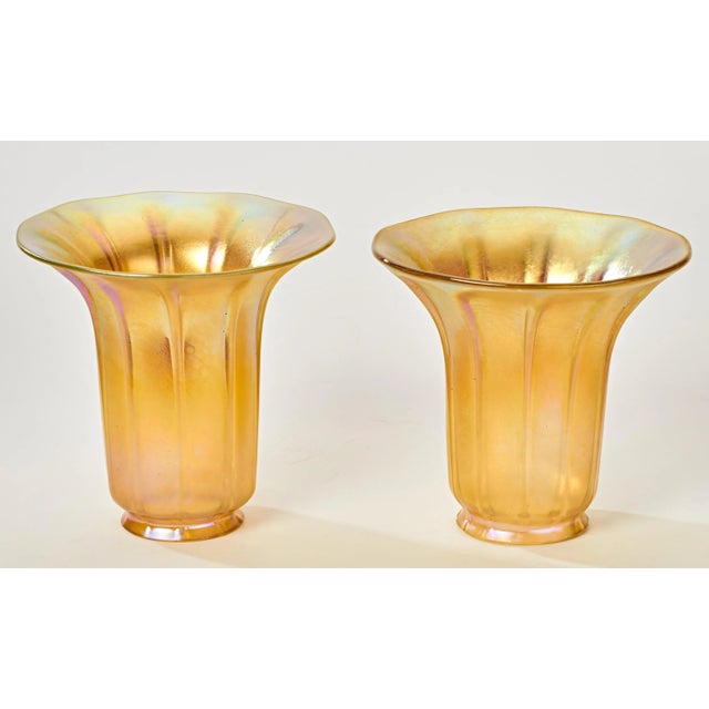 Excellent example of vintage art deco art glass shades. 2.25 inch fitter size.