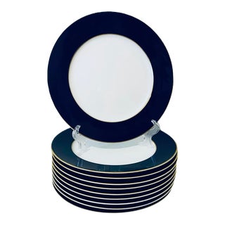 French Cobalt Blue Large Buffet/Charger Plates by Raynaud - Set of 10 For Sale