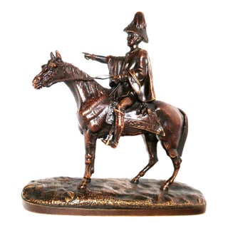 French Mid 19th Century Patinated Bronze Rider and Horse, Signed/Dated/Registered. For Sale