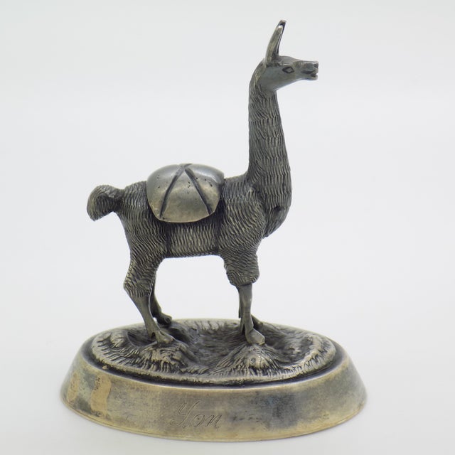 1970s Vintage Peruvian Handmade Genuine Sterling Silver Camusso Brand Llama Figurine For Sale - Image 5 of 10