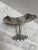 Silver Midcentury Floral Rose Etched Metal Pedestal Tray For Sale - Image 8 of 10