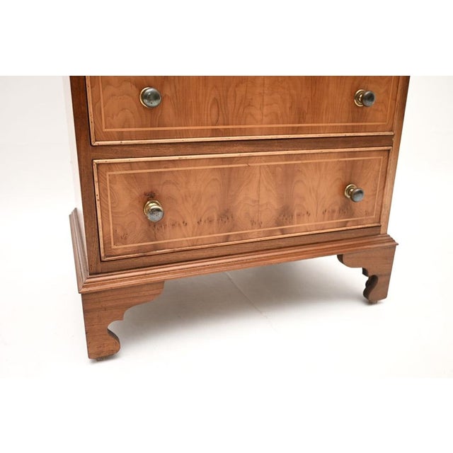 Brown Antique Georgian Yew Wood Chest on Chest of Drawers, 1930 For Sale - Image 8 of 9