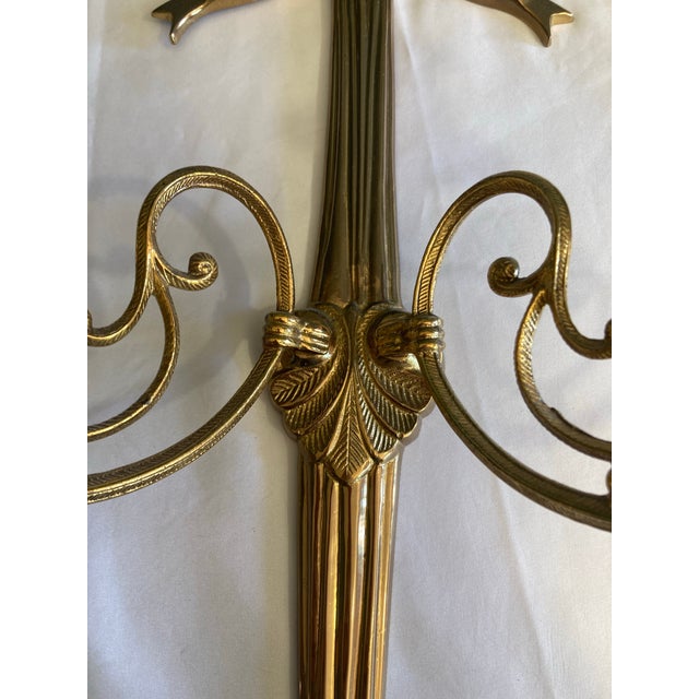 1970s Vintage Solid Brass Candle Sconces- a Pair For Sale - Image 5 of 12