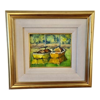 Bateau en El Tigre River Oil Painting - Signed For Sale