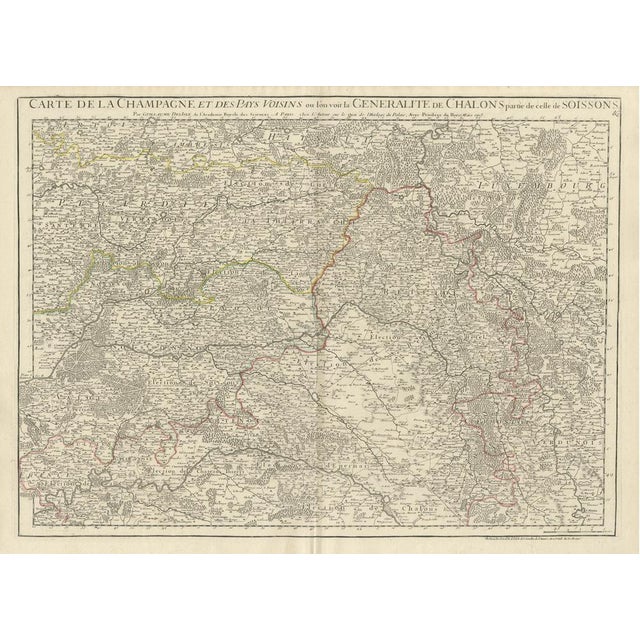 Antique Map of Champagne and Surrounding Regions For Sale - Image 3 of 6