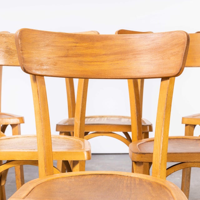 French Blonde Bentwood Kick Leg Dining Chairs from Baumann, 1950s, Set of 4 For Sale - Image 6 of 15