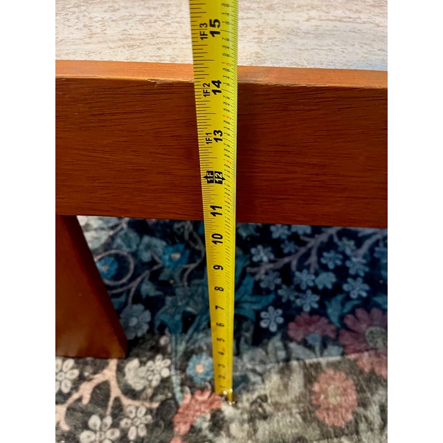 Brown 1960s Mid-Century Travertine Coffee Table, Real Stone Top, Waterfall Wood Base For Sale - Image 8 of 8