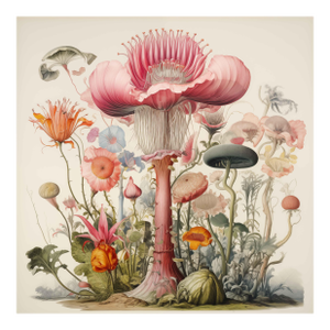 20' X 20' 'Flowers' Botanical Print, 'Hortus Floridus' Style