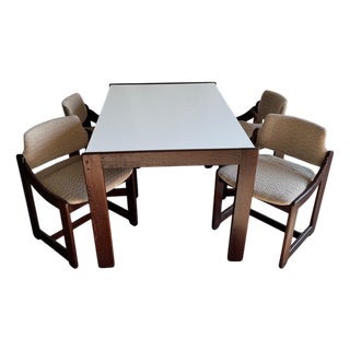 Mid-Century Modern White Table and Chairs, Set of 5 For Sale