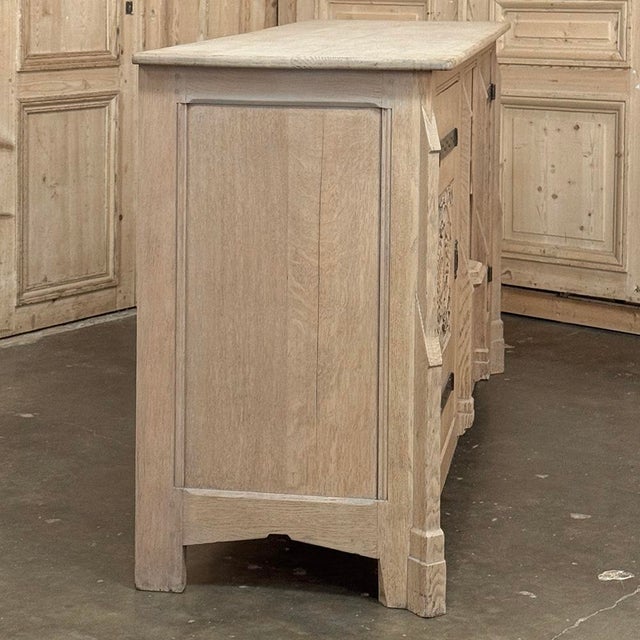 Antique Gothic Revival Stripped Oak Buffet For Sale - Image 11 of 18