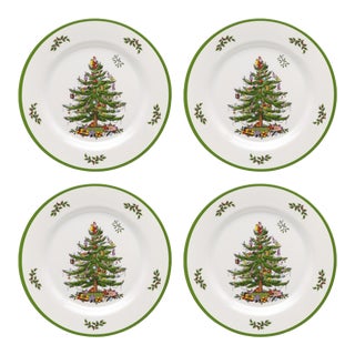 Spode Christmas Tree Melamine Dinner Plates 11" - Set of 4 For Sale