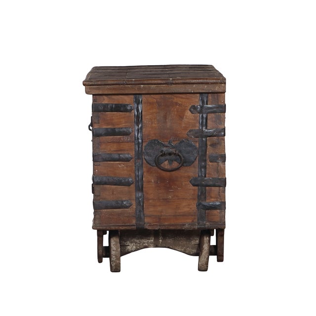Antique Indian Teakwood Pitara Chest Console For Sale - Image 4 of 8