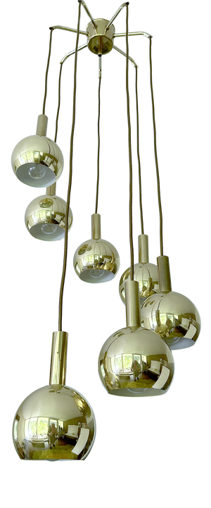 Space Age Pendant Light in Brass from Staff Leuchten, 1970s