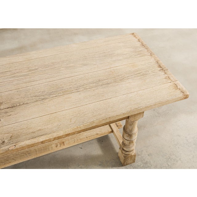 20th Century Country French Bleached Oak Trestle Dining Table For Sale - Image 11 of 18