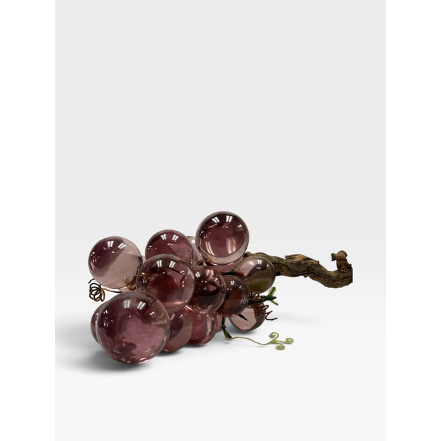 Mid 20th Century Vintage 1960s Mid-Century Modern Amethyst Lucite Grape Cluster on Driftwood For Sale - Image 5 of 6