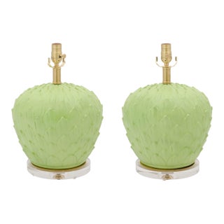 1960s Bold Mid-Century Artichoke Lamps With Brass & Lucite - a Pair For Sale