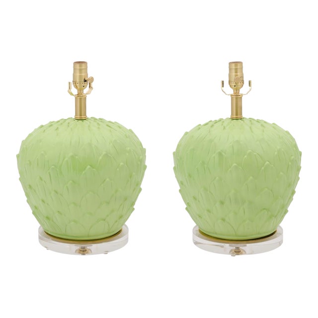 1960s Bold Mid-Century Artichoke Lamps With Brass & Lucite - a Pair For Sale