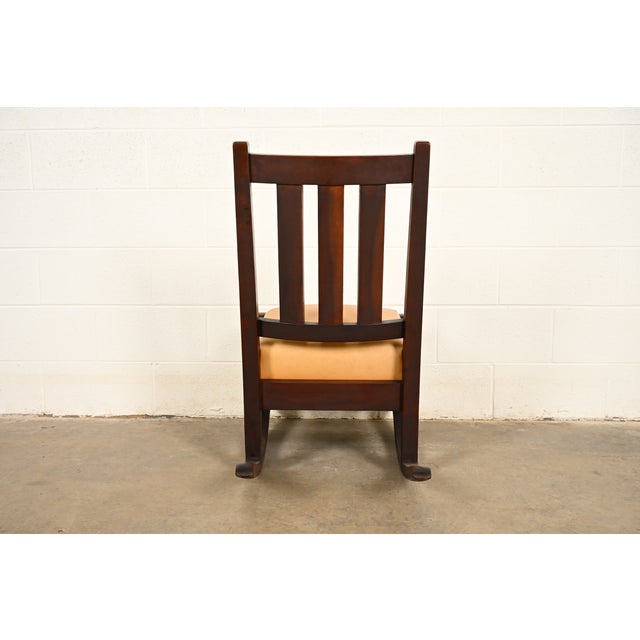 L. & J. G. Stickley Antique Mission Arts & Crafts Mahogany Rocking Chair, Circa 1902 For Sale - Image 9 of 10