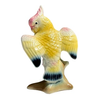 Vintage MCM Glazed Ceramic Cockatoo For Sale
