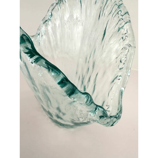 Blue Large 1980s Contemporary Art Glass Ocean Water Wave Vase For Sale - Image 8 of 10