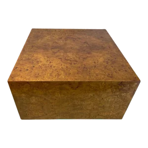 1970s Milo Baughman Modern Burlwood Cube Coffee Table