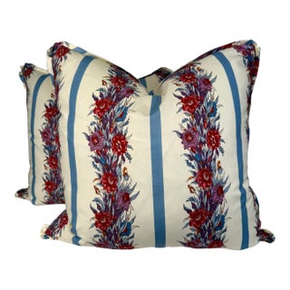 Brunschwig & Fils "Mistral Stripe" 22" Pillows-a Pair For Sale