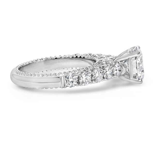 Contemporary 14K White Gold 3 1/5 Cttw Lab Grown Diamond Vintage Style Engagement Ring - Size 8 For Sale - Image 3 of 6