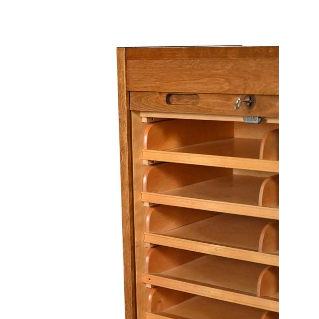 Wood Roller Shutter Filing Cabinet, Sweden, 1960s For Sale - Image 7 of 11