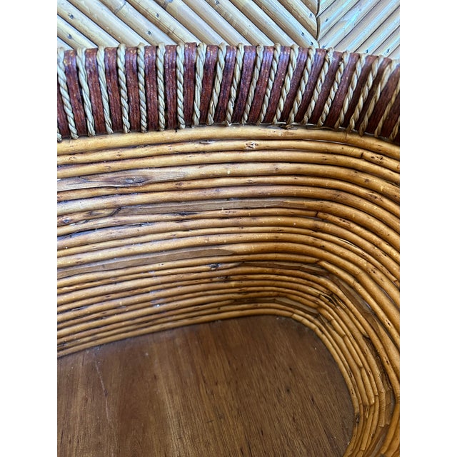 Vintage Large Coiled Pencil Rattan Basket For Sale In Los Angeles - Image 6 of 18
