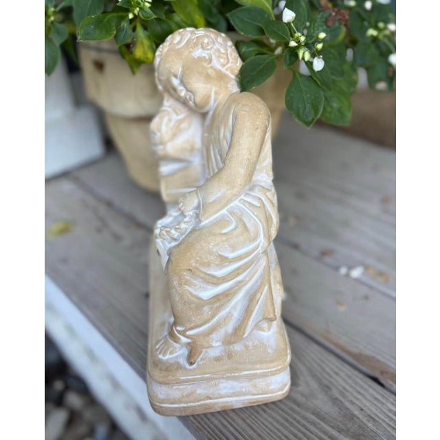 Cream Vintage Chalkware Infant Jesus Statue Holding Crown of Thorns, 12.5” For Sale - Image 8 of 8