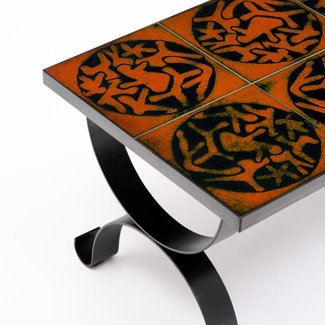 Metal Ceramic Tiled French Coffee Table From Vallauris For Sale - Image 7 of 9