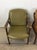 1960s Pair of Mid Century Modern Green & Gold Vinyl Lounge Chairs With Walnut Frames For Sale - Image 5 of 12