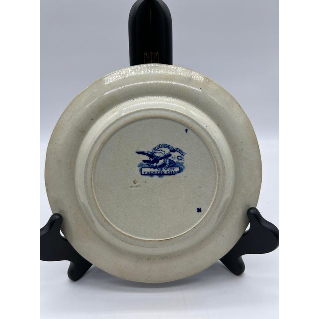 A Very Fine Antique Historical Blue Transfer Ware Decorated Pearlware Plate, "Trenton Falls" Circa 1820's For Sale - Image 9 of 11
