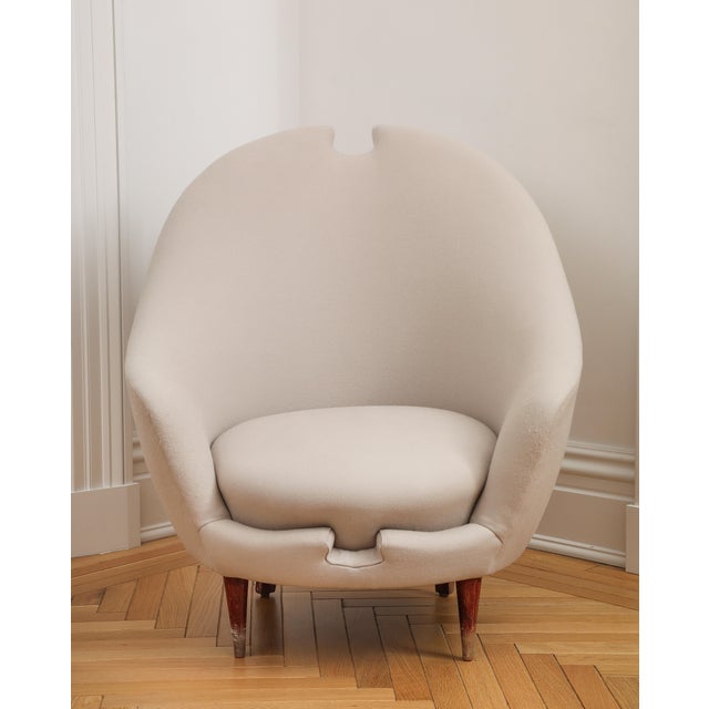 Italian 1950s Italian Federico Munari Upholstered Curved Lounge Chair For Sale - Image 3 of 10