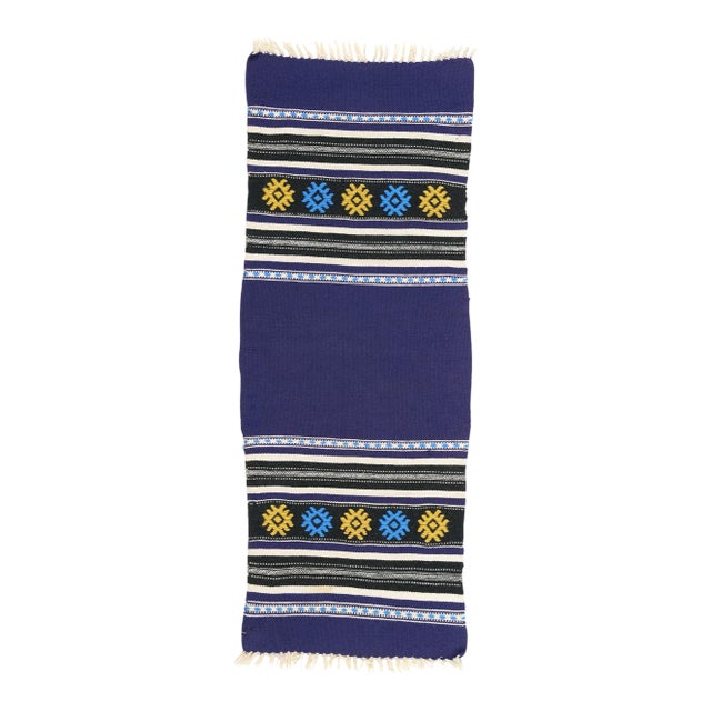 Vintage Blue Cretan Greek Kilim Rug - 01'06 X 03'10 For Sale