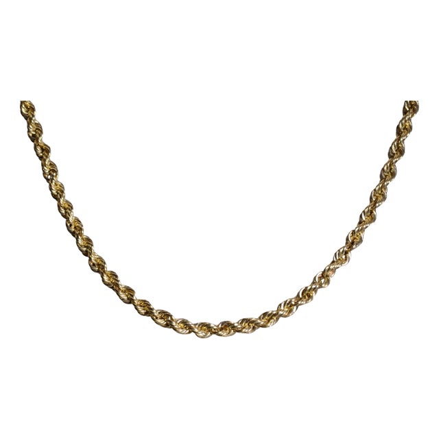 Men's 18 Inch Solid Rope Chain in 14K Yellow Gold For Sale