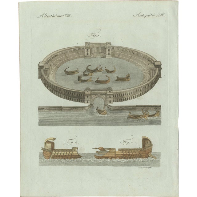 Bertuch, Roman Naval Battles and Warships, 1800, Engraving For Sale
