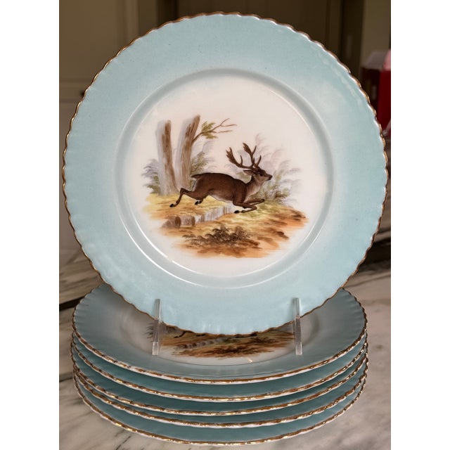 Ceramic Mid-Century Victoria Pottery Stag Motif Hand Painted Salad Plates - Set of 6 For Sale - Image 7 of 18