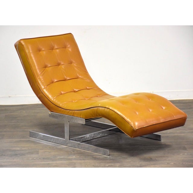 Chrome & Leather Modern Wave Chaise Lounge Chair Chairish