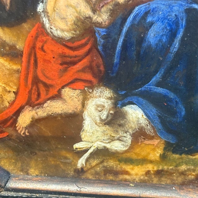 Unknown, Depicting the Holy Family with St. John offering a fruit to Baby Jesus, 1700, Onyx For Sale - Image 4 of 12